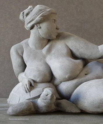 Femme nue sur Tortue - La Paresse (détail)