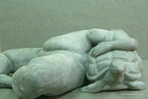 Femme nue sur tortue - La Luxure (détail 1)