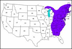 Chrysemys picta distribution